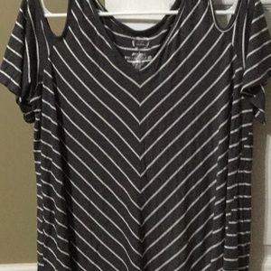 Maurice’s cold shoulder short sleeved striped top